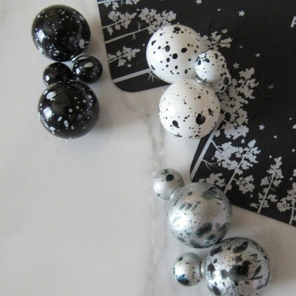 3 Speckled Double Sided Front Back Stud Earrings - Picture 6 of 8